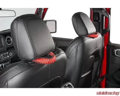 Quadratec Black Paracord Headrest Grab Handle Pair Jeep Gladiator | Wrangler 2018-2021 - 14117 0011